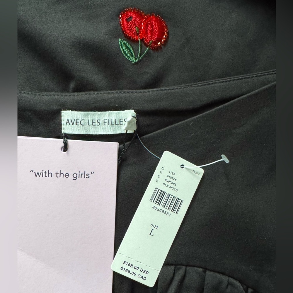 NWT Size L - Avec Les Filles Cherry Applique Midi Skirt (NWT US$ 168) - Picture 2 of 16
